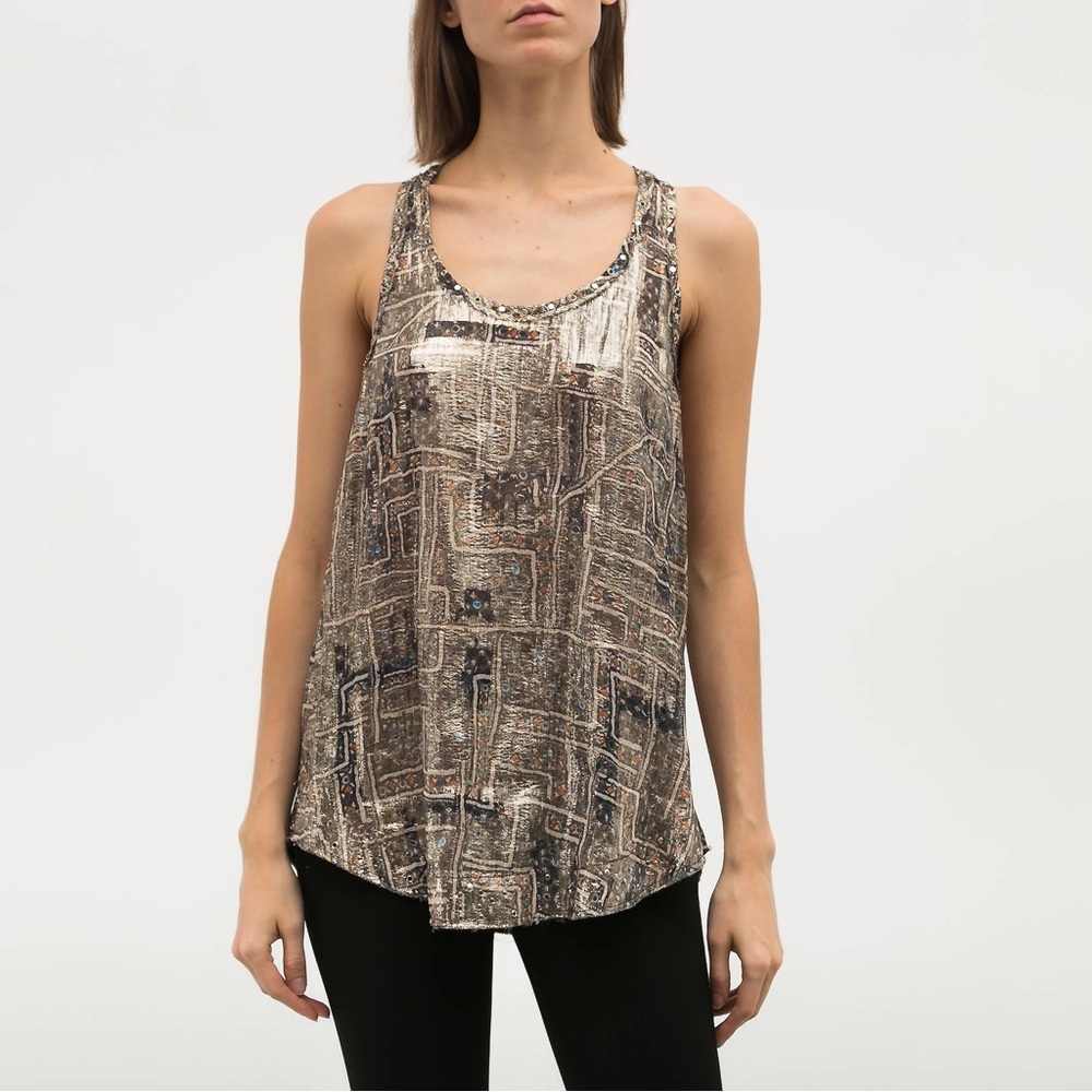 Isabel Marant for H&M Gold and Black Patterned Going Out Top
